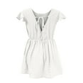 thumbnail image 6 of Women's Summer Ruffle Short Sleeve Shirts Babydoll V Neck Tops Eyelet Loose Swing Blouses Casual Flare Tunic Tops, 6 of 6