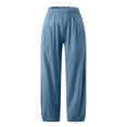 thumbnail image 4 of Womens Capri Cropped Pants Summer Relax Fit Ventilation Wide Leg Trousers Dressy Casual Solid Cotton Linen Work Pants, 4 of 6