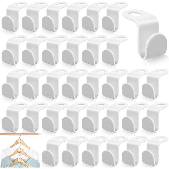 200 PCS Clothes Hanger Connector Hooks, White Space-Saving Hanger Extender Clips, Plastic Cascading Clothes Hooks, Heavy Duty Outfit Hangers for Christmas Home Bedroom Decorations