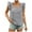 Gray, variant on Summer Trendy Tops Women Ruffled Fly Sleeve Square Neck Plaid Shirt Dressy Casual Tank Top Blouses Sleeveless (XS, Purple)