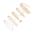 thumbnail image 2 of Juego de pulsera elegante de 5 uds Bling Bling pulsera de Hip Hop ajustable aleación de corazón de perlas imitación doradas, 2 of 14