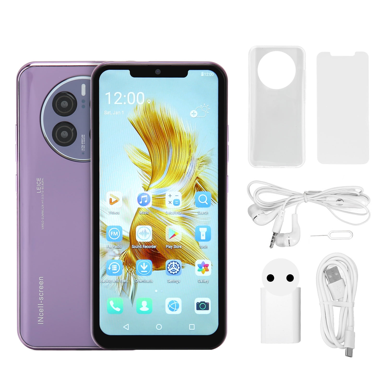 Unlocked Smartphone 6.5 Inch HD Face Recognition 4GB RAM 32GB ROM MT6582 Quad  Core 5GWIFI Mobile Phone for Android 11 EU Plug 100V to 240V Purple -  Walmart.com