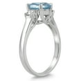 thumbnail image 2 of SZUL Women's Aquamarine and Diamond Three Stone Ring 14K White Gold, 2 of 4