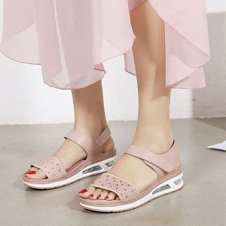

Sunvit Women s Flat Sandals- Casual Open Toe Roman Beach Sandals Summer Slide Sandals #388 Pink