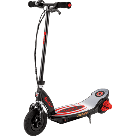Razor Power Core E100 Electric Scooter with Aluminum Deck - Red, Ages 8+ and Up to 120 lb, 8" Pneumatic Front Tire, Up to 11 mph and Up to 60 Mins of Ride Time, 100W Hub Motor, Unisex
