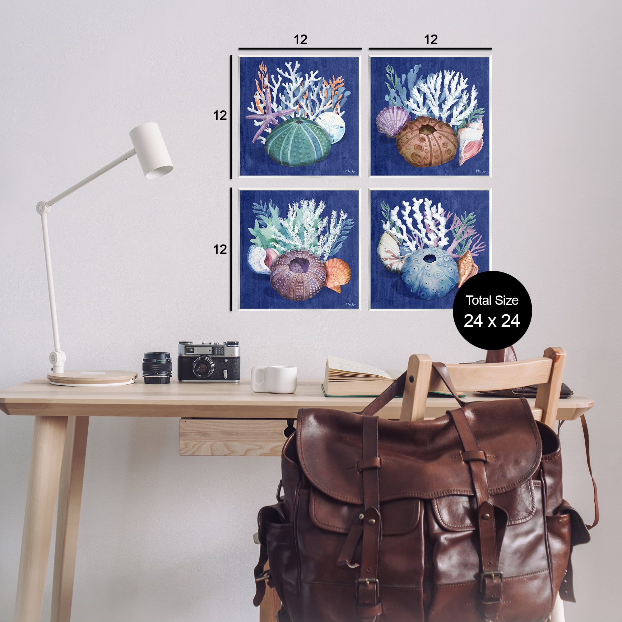 Stupell Industries Aquatic Shells Still Life Nautical & Beach Painting Unframed Art Print Wall Art, 12 x 12, Set of 4