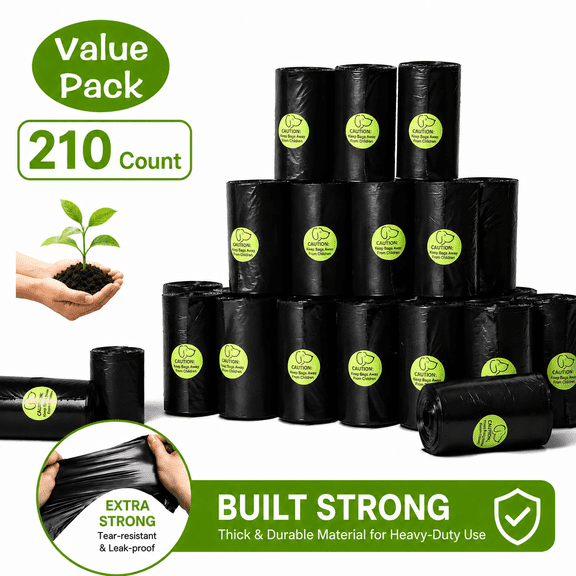 Genreen Dog Poop Bags rolls, value pack , 210 Count (14 Rolls) Strong Poop Bags for Dogs,Guaranteed Leak-Proof