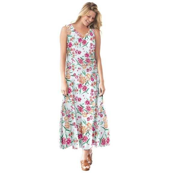 Woman Within Plus Size Sleeveless Crinkle Dress