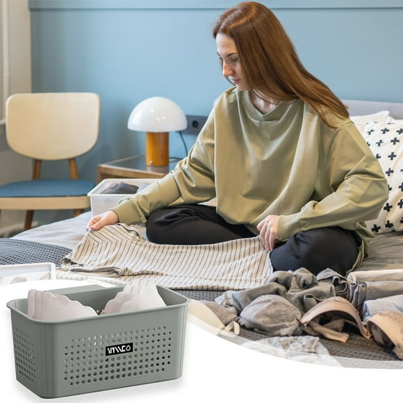 Birdeem Organisateurs et Rangement, Panier à Linge en Plastique, Panier de Rangement en Plastique Polyvalent pour Buanderie Salle de Bain Chambre Ou Dortoir Organisateur Compact pour Vêtements Serviettes et Petits Articles
