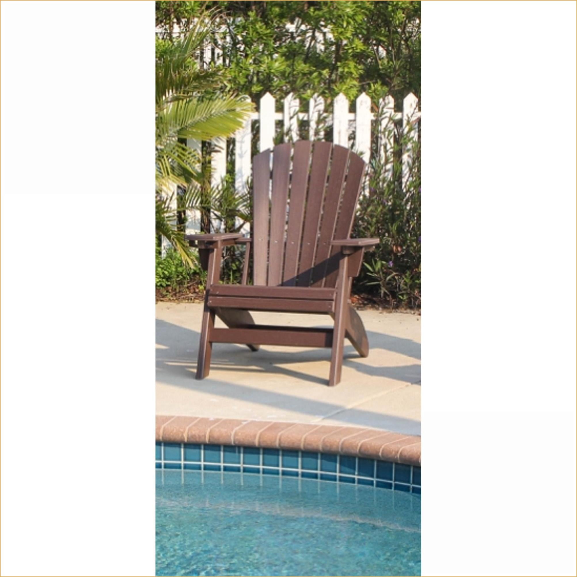Outdoor Adirondack Chair | Traditional Curved Back Lounge for Patio, Poolside, Garden | Brown | HDPE