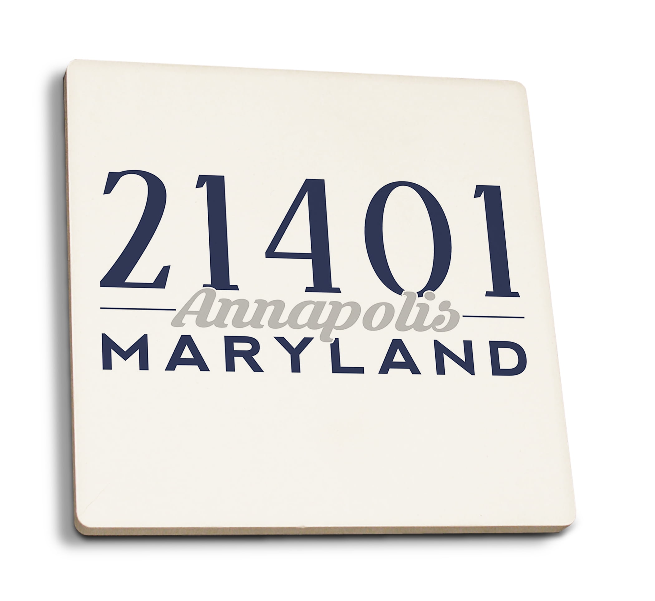 Annapolis, Maryland 21401 Zip Code (Blue) Lantern Press Artwork (Set of 4 Ceramic Coasters