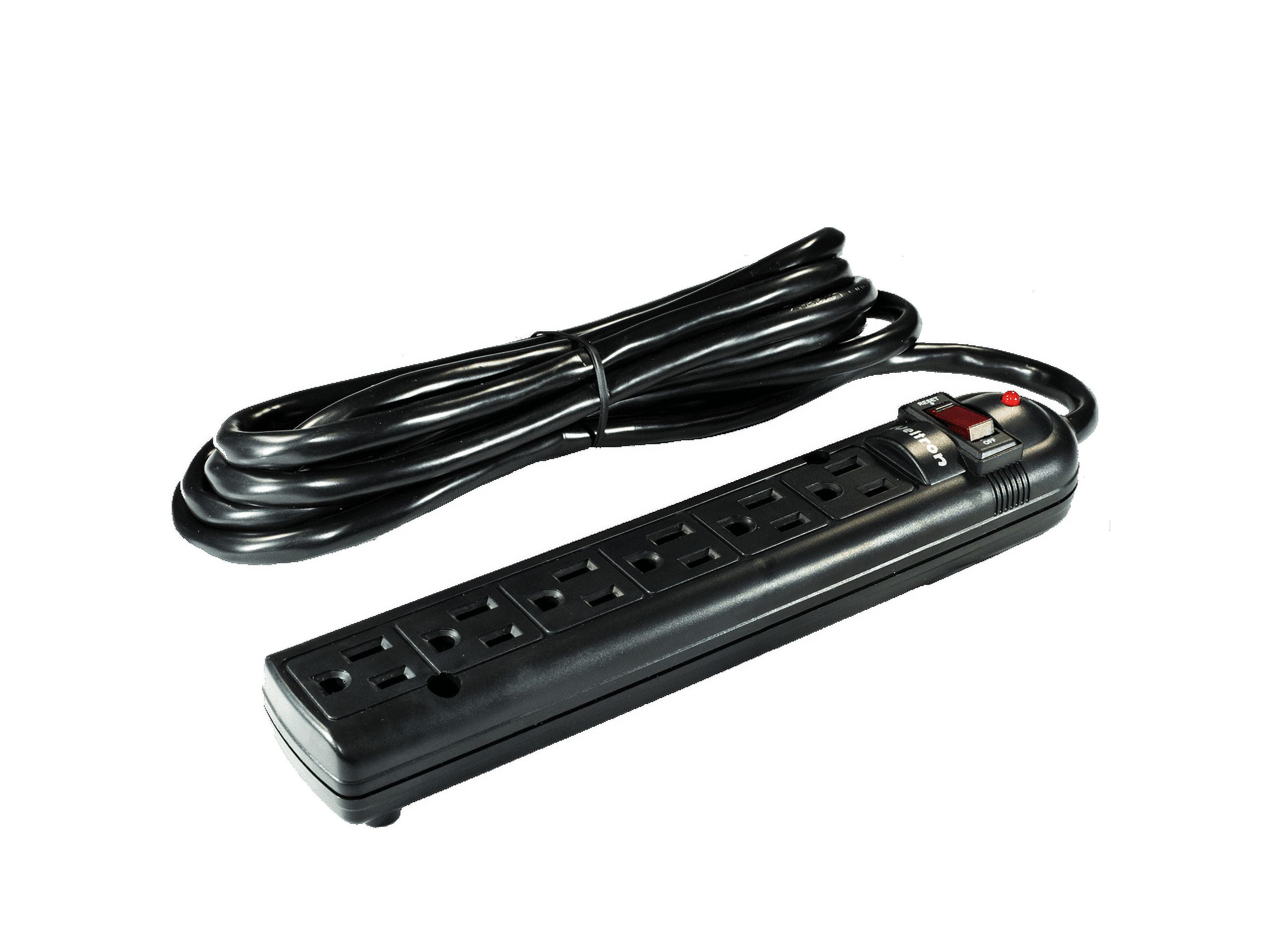 WELTRON 10ft Power Cord 6-Outlet Surge Protector Power Strip Black WSP600PLF10BK