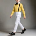 thumbnail image 5 of Samdudou Boys 2 Piece Formal Outfit Long Sleeve Button Down Shirt and Adjustable Suspenders Trousers Pants Set Gentleman Suit Wedding Guest Dress for Party and Speech, 5 of 6