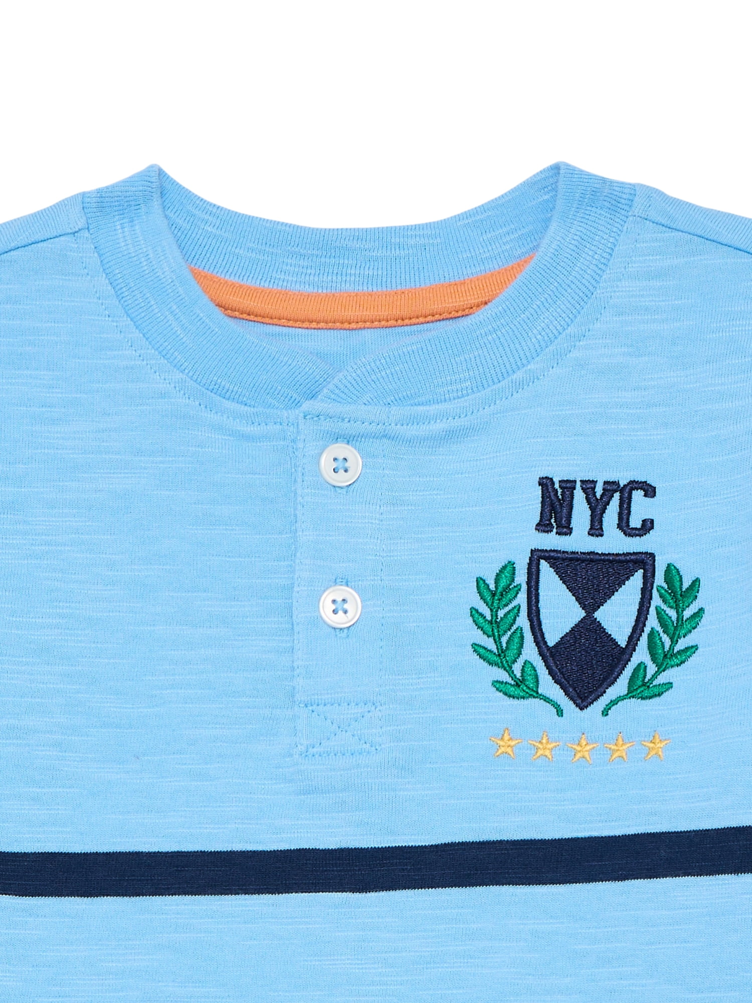 Wonder Nation Toddler Boy's Short Sleeve Striped Henley T-Shirt, Sizes 12M-5T