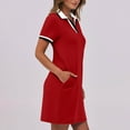 thumbnail image 5 of Horkkom Golf Dresses for Women Summer Short Sleeve Mini Dresses Athletic V Neck Sundresses with Pockets Red L, 5 of 9