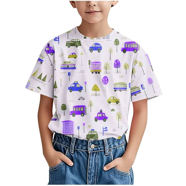 COM1950s Robe à Manches Courtes, Chemise Tendance pour Enfant T-Shirt Imprimé Col Rond Confortable Ample T-Shirt Blouse à Manches Courtes Hauts Décontractés