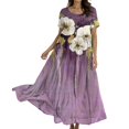 thumbnail image 3 of KLHDSF Dresses For Women Bohemian Floral Print Short Sleeve Dress Loose Casual Summer Vacation Purple XXL, 3 of 6