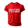 thumbnail image 4 of IWRICH Hang in There It Gets Worse,Graphics Tees for Men Novelty Funny T-Shirts Humor Tees Red XL, 4 of 4
