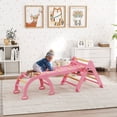 thumbnail image 2 of Qaba 7-in-1 Wooden Pikler Triangle Set with Arch, Ramp and Ladder, Pink, 2 of 10