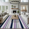 thumbnail image 3 of Area Rug for Living Room, Purple Grey Striped Non-Slip Indoor Large Carpet for Bedroom/Dining Room, Farmhouse Stripes Modern Abstract Art Washable Low-Profile Rectangle Floor Runner Rugs - 5 x 8 Ft, 3 of 8