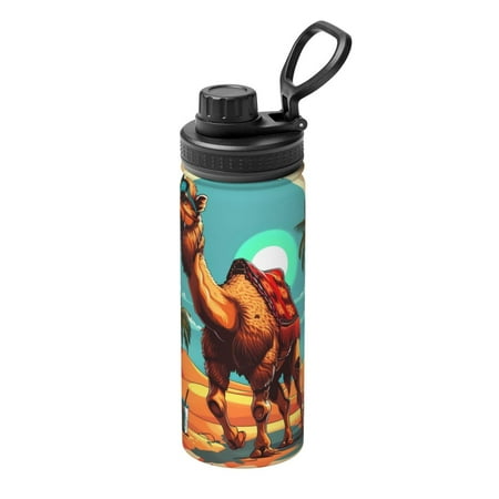 

Goofa Cool Camel Oasis Vibes Print 18oz Sports Insulated Kettle With Straw Water Bottle Sports Water Bottle For Running Hiking Cycling Climbing Mans Womans