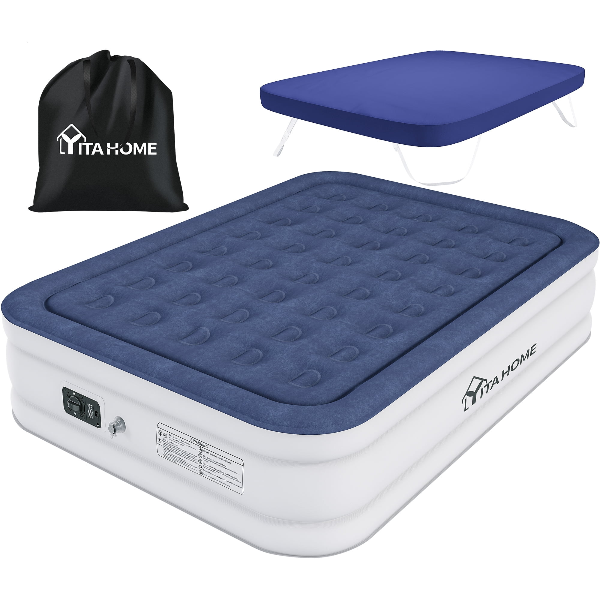 Uforic Queen Air Mattress with Fitted Sheet, 18" Elevated Inflatable Bed with Pump, Carry Bag & Repair Kit