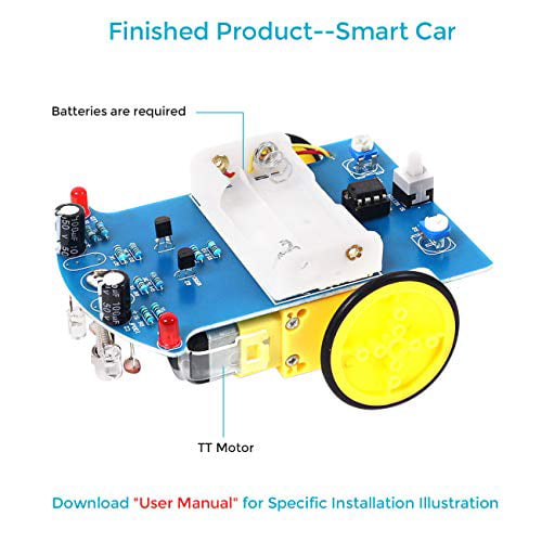 WHDTS Smart Car Soldering Project Kits Line Following Robot Kids DIY Electronics 