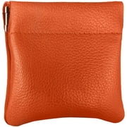 Nabob Leather Genuine Leather Squeeze Coin Purse, Coin Pouch Made IN U.S.A. Change Holder For Men/Woman Size 3.5 X 3.5 (Orange)