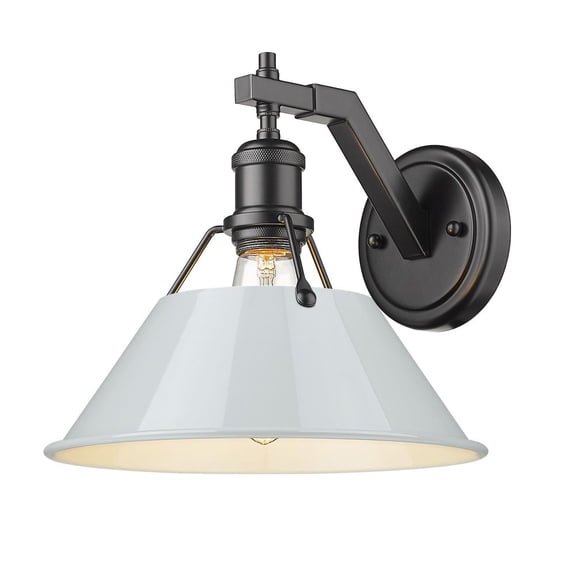 3306-1W BLK-DB Golden Lighting Orwell - 1 Light Wall Sconce-9.63 Inches Tall and 10 Inches Wide-Matte Black Finish-Dusky Blue Shade Color