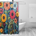 thumbnail image 2 of Yayeee Shower Curtain with Hooks 72"x72" Waterproof Fabric Bathroom Hanging Decor, Orange Colorful Flowers, 2 of 5