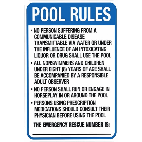 Wyoming Pool Rules Sign - 8"x12" Security Metal Sign, State-Specific Pool Decor for Business Office Road Street Home Garden Wall (Complies With WY Pool Safety Code)