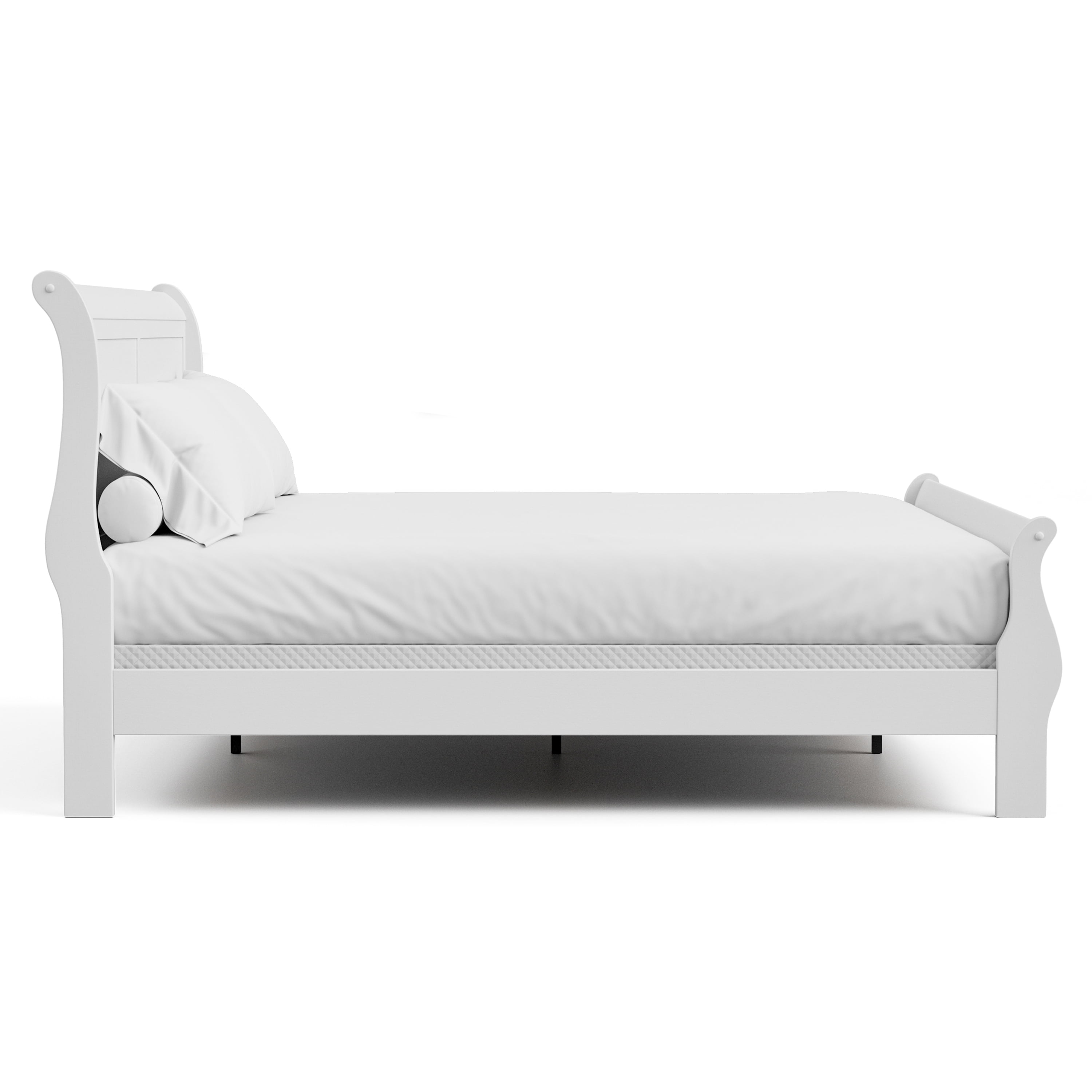 Furniture of America Rycia King Sleigh Wood Panel Bed, White