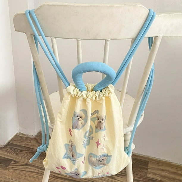 Bolso Vagabundo Mochila estética para mujer, mochila suave Kawaii, mochila con estampado de letras para cachorros, Bolso diaria para niñas