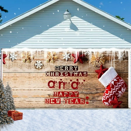 

Tapestry Old School Tapestry Trendy Drippy Tapestry Christmas Holiday Banner Garage Door Decorations Xmas Garage Door Cover Banner Winter Photography Background Party Supply Signs For Outdoor