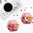 thumbnail image 4 of Fuzoiu Colorful Cartoon Biplane Print Leather Coasters Set,Drink Coasters Set of 4,for Tabletop Protection, Durable PVC Coasters,Home Décor and Housewarming Gift-Hexagon, 4 of 6