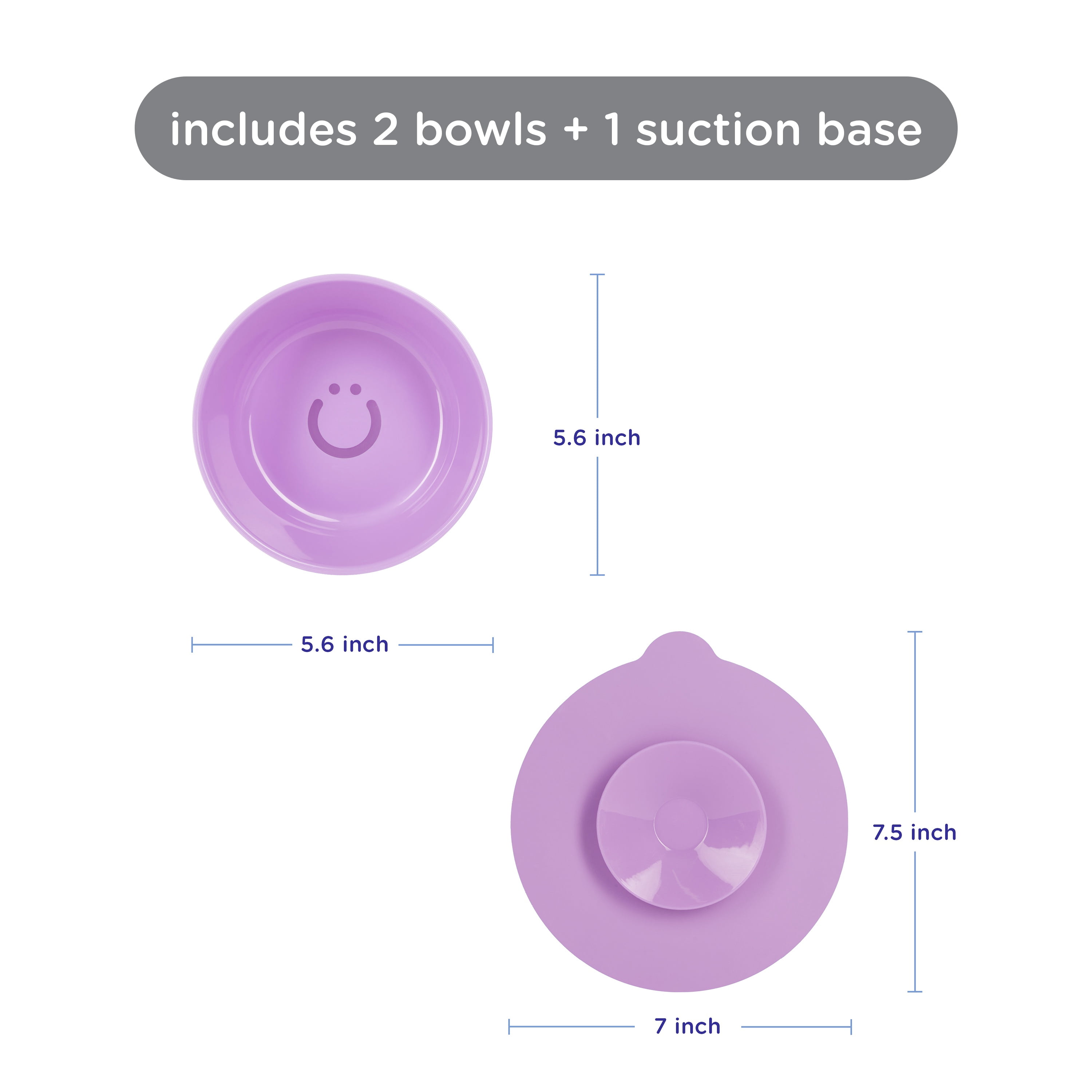 Ubbi Suction Bowls with Interchangeable Suction Base for Babies and Toddlers, 2 Pack, Smoothie Purple