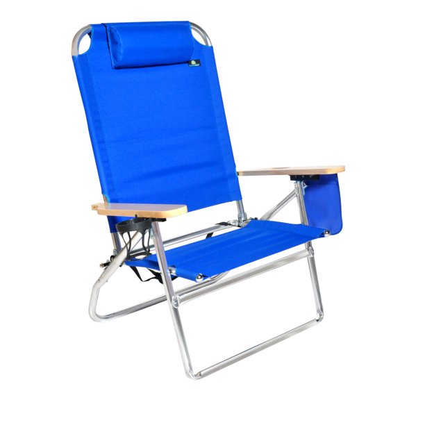 Extra Large High Seat 3 Reclining Position Aluminum Heavy Duty Beach Chair With Cup Holder 300 Lbs Capacity Walmart Com