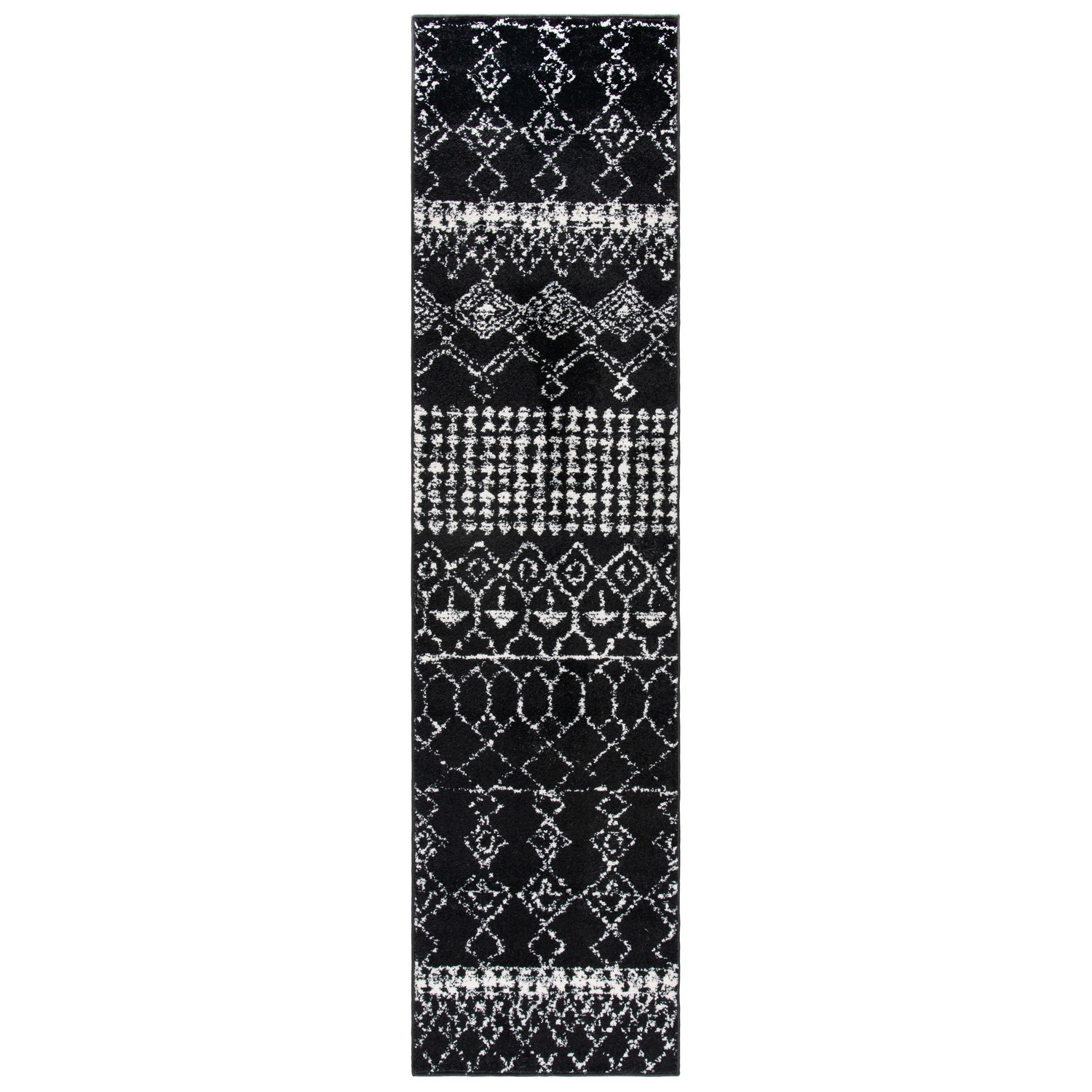 SAFAVIEH Tulum Coriander Moroccan Geometric Area Rug, Black/Ivory, 4' x 6'