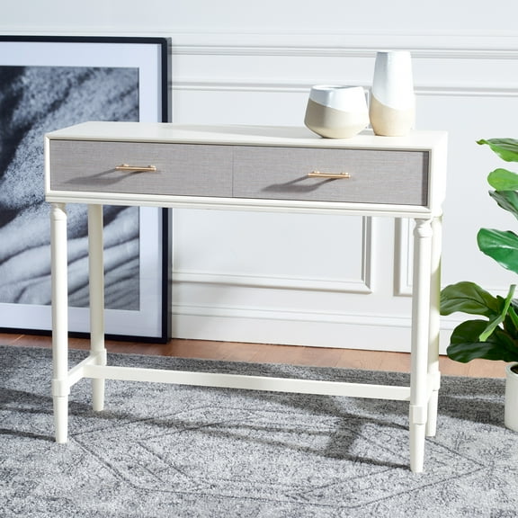 SAFAVIEH Estella Modern 2 Drawer Console Table, White