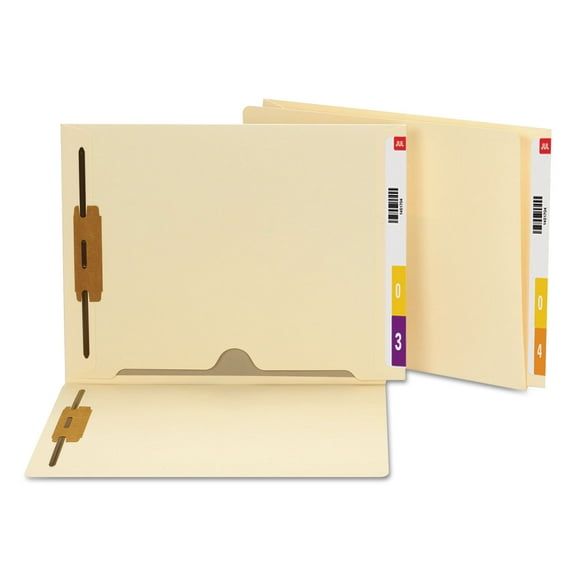 Smead 34101 Reinforced End Tab Pocket Folder, Two Fasteners, Letter, Manila, 50/Box