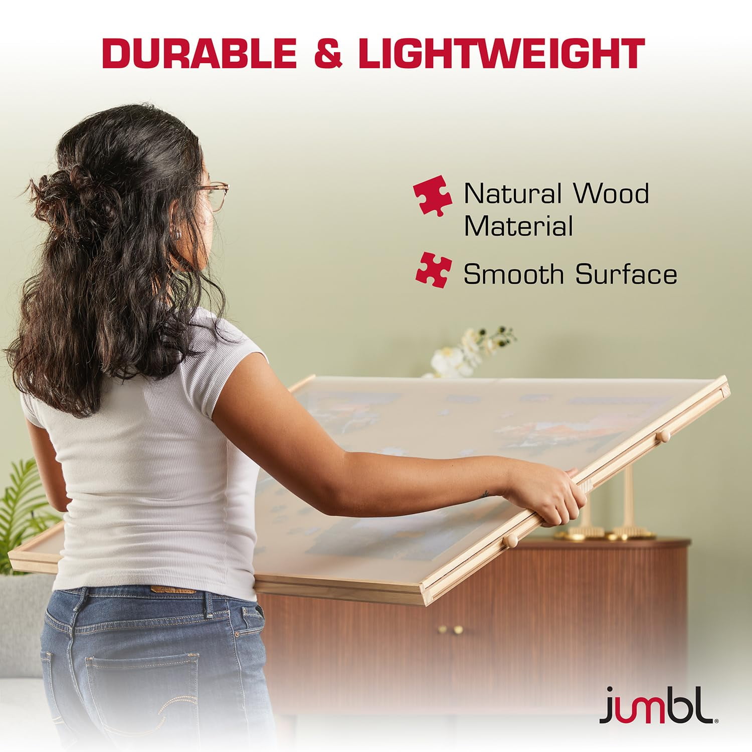 Jumbl 1500-Piece Puzzle Board with Drawers, Lazy Susan & Cover - Rotating Wooden Jigsaw Puzzle Table