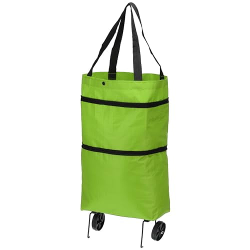 13-18 Inch Foldable Shopping Bag with Wheels,Collapsible Trolley Bags Portable Grocery Bags Travel Bags for Vegetable Fruit Clothing Storage,Green