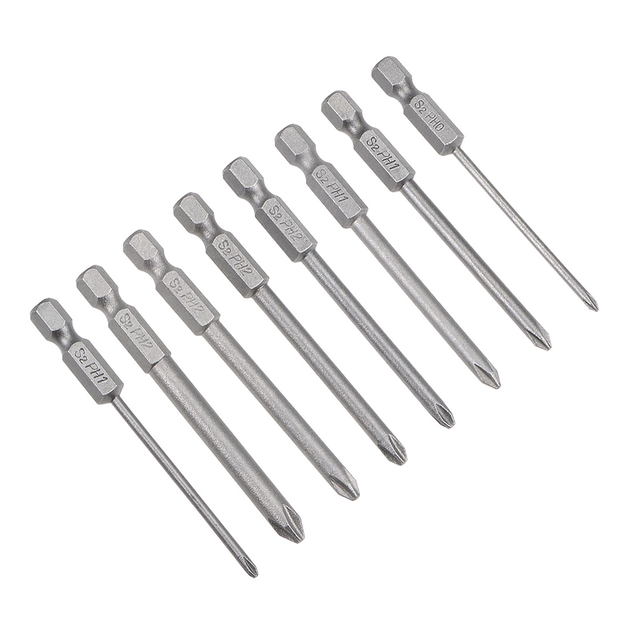 Phillips Bits Set 8pcs 1/4 Inch Hex Shank 2.4PH06PH2