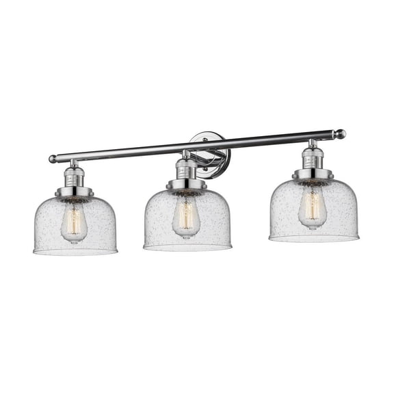 Innovations 205-PC-G74-LED Large Bell 3 Light Bath Vanity Light part of the Franklin Restoration Collection, Polished Chrome