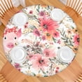 thumbnail image 2 of Pioneer Flower Floral Print Pattern Round Fitted Tablecloth with Elastic Edge,Dining Table Cover Waterproof,Outdoor Round Tablecloth for Camping,Dining,Indoor and Outdoor, 2 of 7
