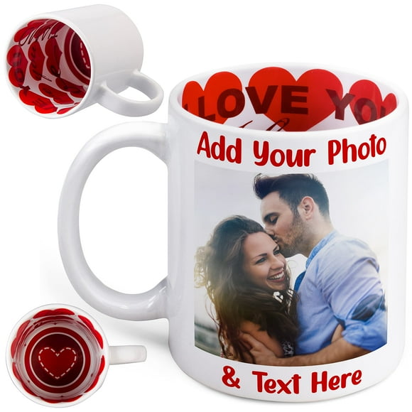 custom Love Mug - Personalized11 oz I Love You coffee Mug with Picture and Optional Text - Valentines gifts for Her, Him - Husband gifts from Wife
