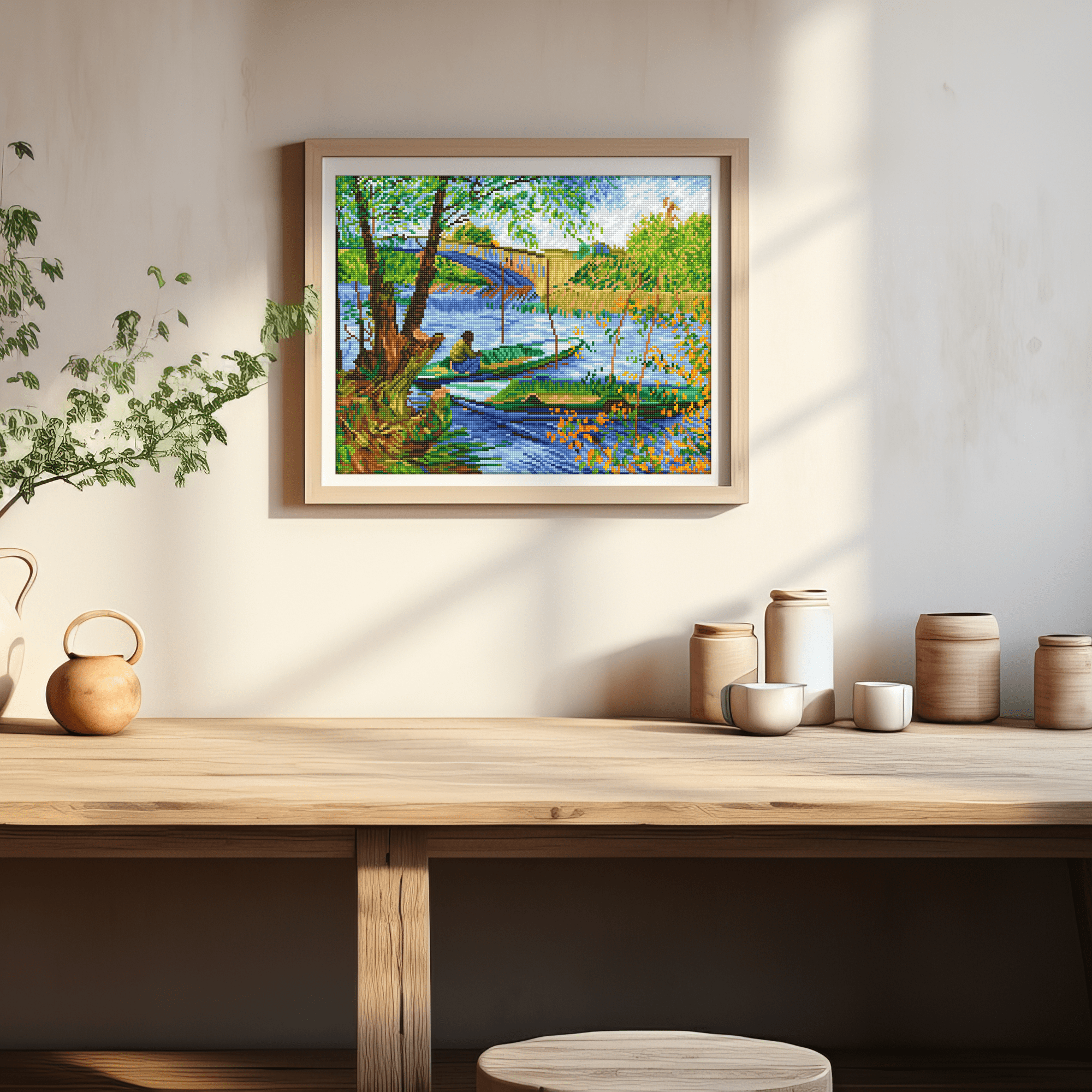 Diamond Dotz Fishing in Spring (Van Gogh) Diamond Painting Kits for Adults - Diamond Art Kits a Relaxing Creative Craft Kit with Dotz Gems