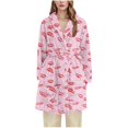 thumbnail image 4 of Blmnix Nightgown for Women Nightgowns Valentine Flannel Nightgowns Nightshirt Long Sleeve Pink Cowl Neck Above-the-Knee Bamboo Nightgowns for Women,XXL, 4 of 5