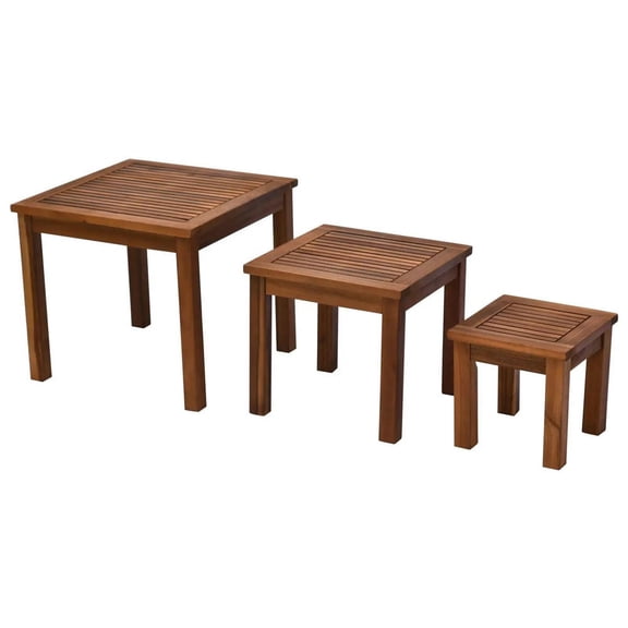 Yardi Yard 3 Piecess Acacia Wood Bistro Set, Folding Patio Furniture with 2 Folding Chairs and Round Coffee Table, Teak, Slatted Finish, Bistro Set for Backyard, Balcony, Deck, Brown