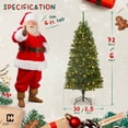 thumbnail image 2 of CAPHAUS 6 Feet Fake Christmas Tree w/ 820 Tip Count, 250 LED Lights, Pre-Hinged, Green Pointed Shaped Leaves, with Green Metal Stand, Fraser Fir, for Indoor, Office, Party, Holiday Decoration, 2 of 9